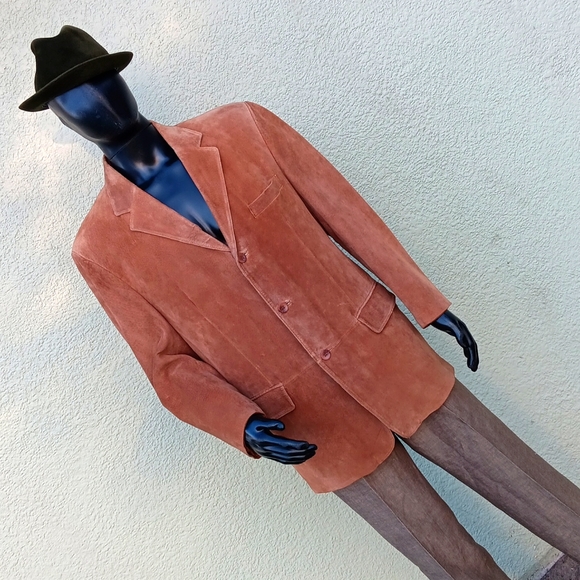 J. FERRAR MEN'S GENUINE RAW SUEDE LEATHER BLAZER/COAT - Picture 9 of 17
